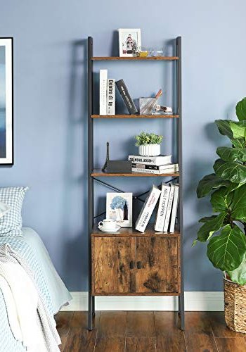 VASAGLE stigereol, m. 4 hylder og skab - rustik brun spnplade og sort stl