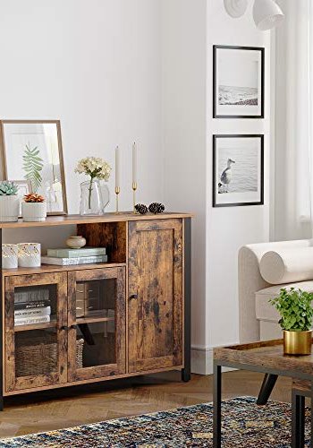 VASAGLE sknk, m. 1 bent rum, 3 lger og hylder - rustik brun spnplade og sort stl