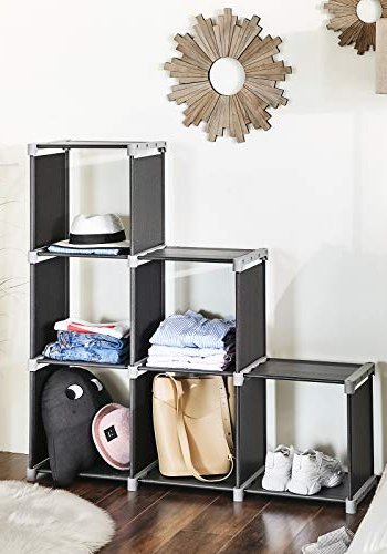 SONGMICS Cube bogreol, m. 6 rum - sort stof og stl