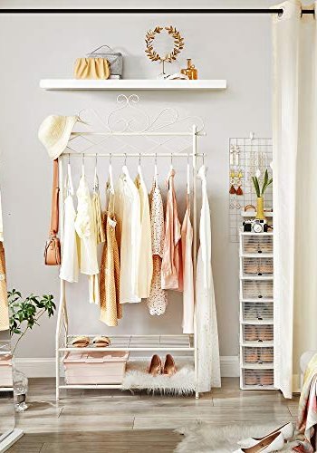 SONGMICS vintage tjstativ, m. 2 hylder - creme jern