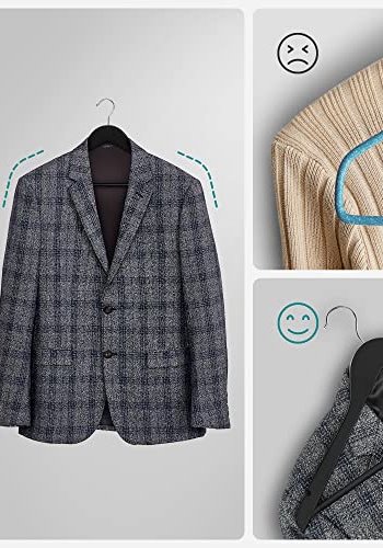 SONGMICS tjbjle, skulderhak, skridsikker buksestang, 360° drejekrog - sort ahorntr (st med 10)