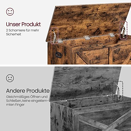 VASAGLE bnk, m. opbevaringsplads og 2 sikkerhedshngsler - rustik brun spnplade (100x40) 