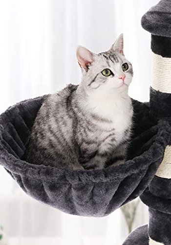 FEANDREA kradsetr, 6 niveauer, 1 platform, 1 hule, 1 pompon, 1 kurv, 1 hngekje - rggr plys