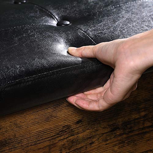 VASAGLE bnk, m. hynde, 1 rum, 1 meshhylde - sort kunstlder, brun spnplade og sort stl (70x30)