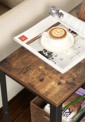 VASAGLE sidebord, m. 1 nethylde, rektangulr - rustik brun spnplade og sort stl (60x30)