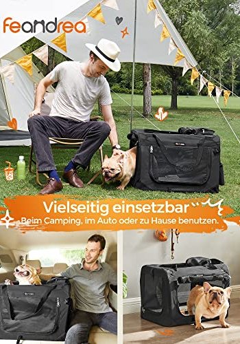 FEANDREA hundekasse, foldbar, m. hndtag - mesh og sort stof