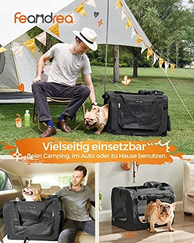 FEANDREA hundekasse, foldbar, m. hndtag - mesh og sort stof