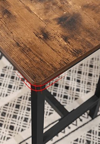 VASAGLE spisebordsbnk, rektangulr - rustik brun spnplade og sort jern (st med 2)