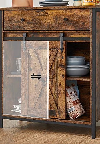 VASAGLE sknk, m. 1 skydelge, 2 justerbare hylder, 1 skuffe - rustik brun spnplade og sort stl