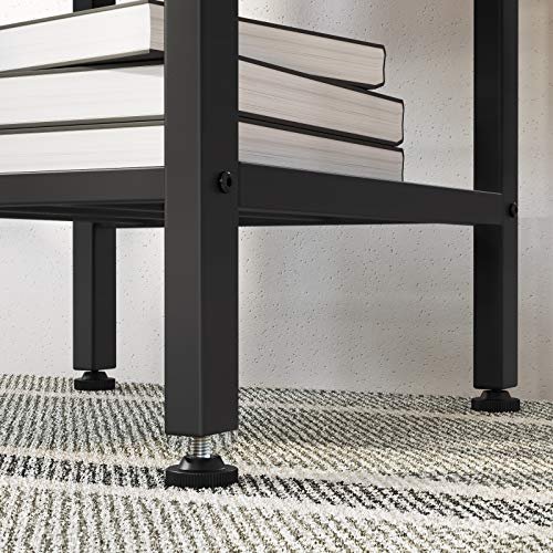 VASAGLE barbord, m. vinglasholder, flaskehylder, hylde - rustik brun spnplade og sort stl (110x40)