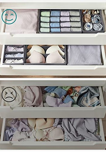 SONGMICS boks til kldeskab, til undertj, sokker, slips, trklder, foldbar - gr stof (st med 8)