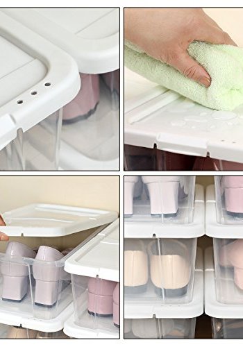 SONGMICS skoske, m. lg, til sko op til strrelse 41 - hvid og klar polypropylen (st med 12)