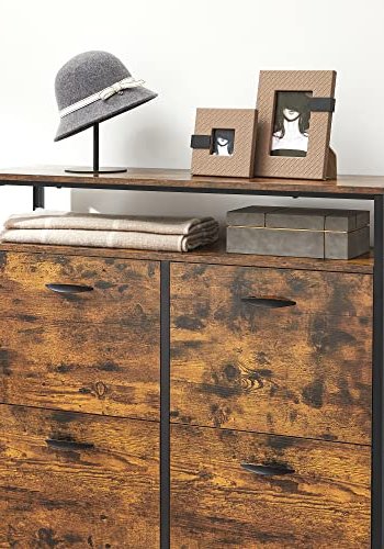 VASAGLE skoskab, m. 4 klaplger og 1 hylde - rustik brun spnplade og sort stl