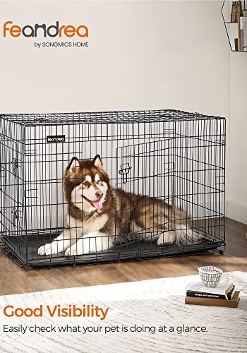 FEANDREA hundekasse, foldbar, m. hndtag og 2 lger - sort jern