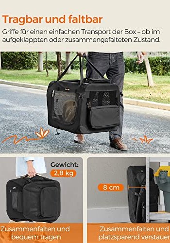 FEANDREA hundekasse, foldbar, m. hndtag - mesh og sort stof
