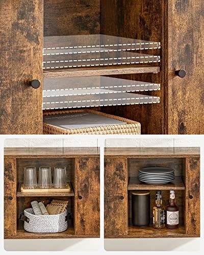 VASAGLE sknk, m. 2 lger og hylde - hrdet glas, rustik brun spnplade og sort stl