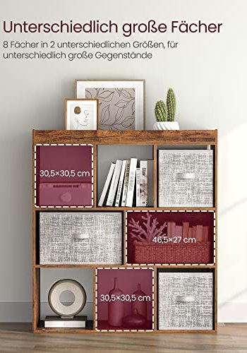 VASAGLE bogreol, m. 8 rum - rustik brun spnplade