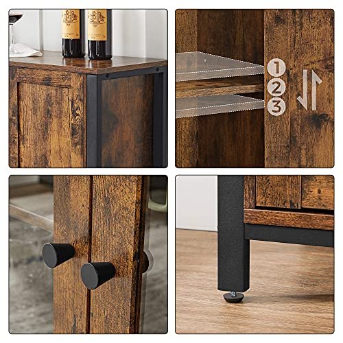 VASAGLE sknk, m. 1 bent rum, 3 lger og hylder - rustik brun spnplade og sort stl