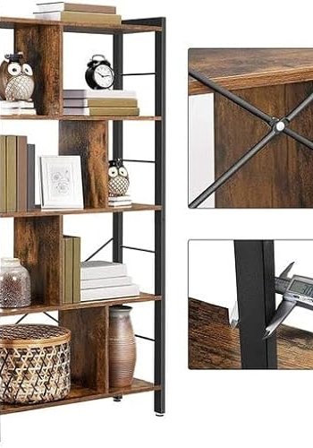 VASAGLE bogreol, m. 4 hylder - rustik brun spnplade og sort stl