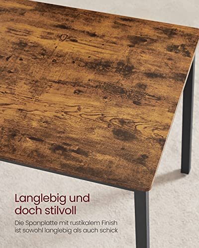 VASAGLE spisebord med 2 bnke - rustik brun spnplade og sort stl