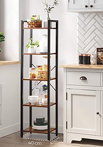 VASAGLE bogreol, m. 5 hylder - rustik brun spnplade og sort stl