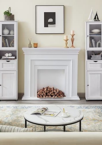 VASAGLE badevrelsesskab, m. 2 lger, justerbare hylder og 1 skuffe - glas og hvid trkorn spnplade