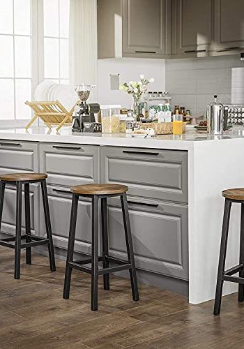 VASAGLE barstol, m. fodsttte - brun spnplade og sort stl (st med 2)