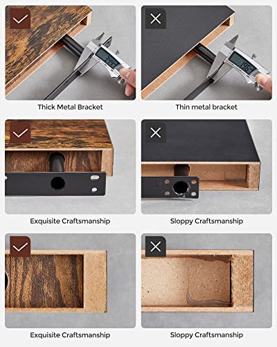 VASAGLE svvehylde, rektangulr - brun MDF (L:40cm)