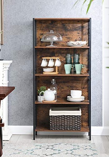 VASAGLE reol, m. 4 S-kroge og 4 hylder - rustik brun spnplade og sort stl