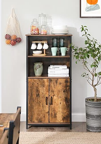 VASAGLE skab, m. 2 lger og 2 hylder - rustik brun spnplade og sort stl