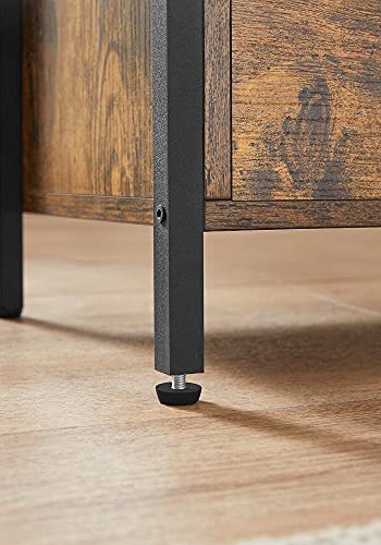 VASAGLE sengebord, m. 1 ben hylde og 2 skuffer - rustik brun spnplade og sort stl (38x28)