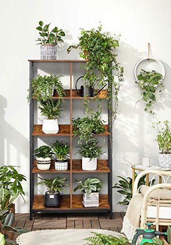 VASAGLE bogreol, m. 4 hylder - rustik brun spnplade og sort stl