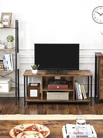 VASAGLE skab, m. 2 lamellger, 1 skuffe og 1 hylde - rustik brun spnplade og sort stl