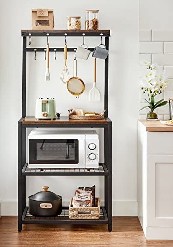 VASAGLE kkkenreol, m. 12 kroge og 4 hylder - rustik brun spnplade og sort stl