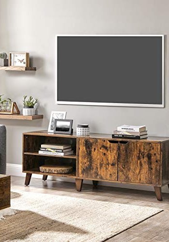 VASAGLE TV-bord, m. 2 lger og 2 hylder - rustik brun spnplade (140x40)