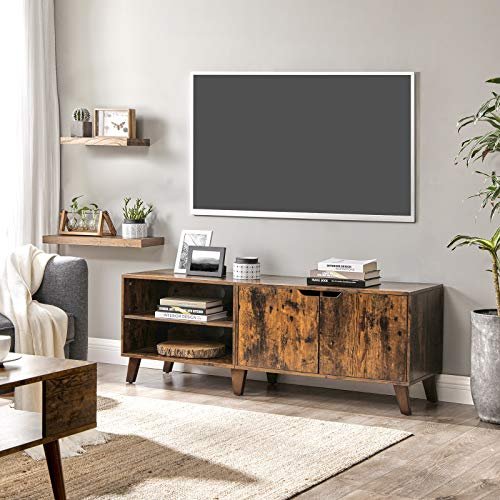 VASAGLE TV-bord, m. 2 lger og 2 hylder - rustik brun spnplade (140x40)