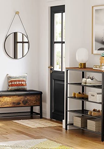 VASAGLE skohylde, m. 4 mesh-hylder - brun spnplade og sort stl