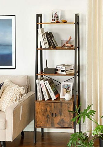 VASAGLE stigereol, m. 4 hylder og skab - rustik brun spnplade og sort stl