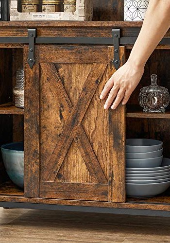 VASAGLE sknk, m. 1 bent rum, 1 skydelge, 1 justerbar hylde - rustik brun spnplade og sort stl