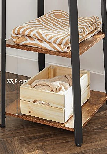 VASAGLE stumtjener, m. knager og 3 hylder - brun spnplade og sort stl