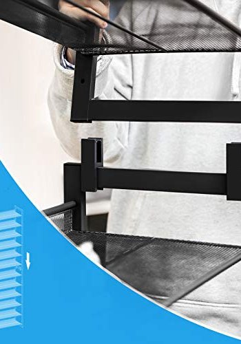 SONGMICS 12-lags skohylde, st med 2 stabelbare 6-lags skoholdere, 48-60 par sko, stor kapacitet, metalnet skohylde, justerbare flade eller vinklede hylder, sort LMR12B