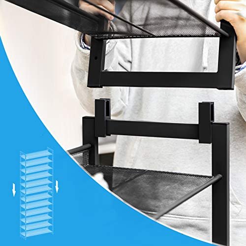 SONGMICS 12-lags skohylde, st med 2 stabelbare 6-lags skoholdere, 48-60 par sko, stor kapacitet, metalnet skohylde, justerbare flade eller vinklede hylder, sort LMR12B