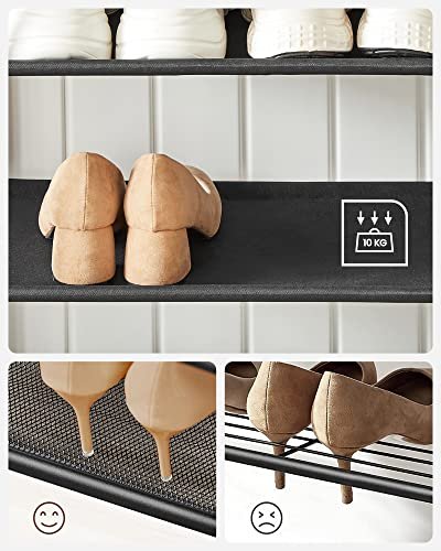 VASAGLE entréopstilling, m.  9 knager, bnk, bjlestang, 2 hylder, brun spnplade og sort stl