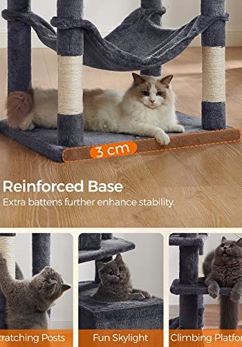 FEANDREA kradsetr, 6 niveauer, 1 stol, 2 huler, 2 pomponer, 1 hngekje - rggr plys