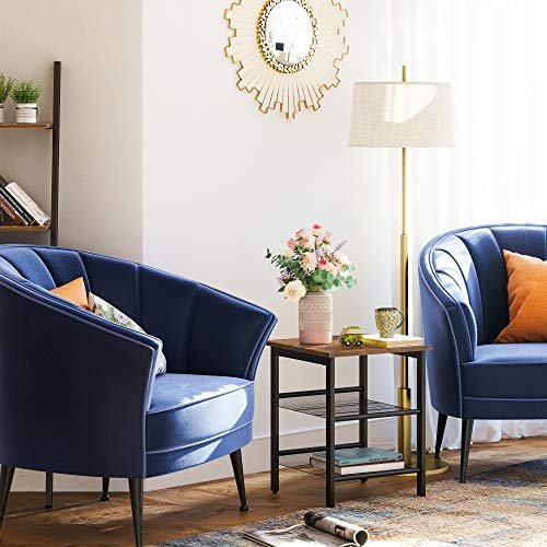 VASAGLE sidebord, m. 2 justerbare mesh-hylder - rustik brun spnplade og sort stl (40x40)