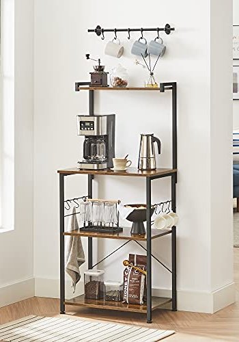 VASAGLE kkkenreol, m. 6 S-kroge og 4 hylder - rustik brun spnplade og sort stl