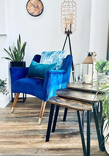 VASAGLE indskudsborde, sekskantede - rustik brun spnplade og sort stl (st med 3)