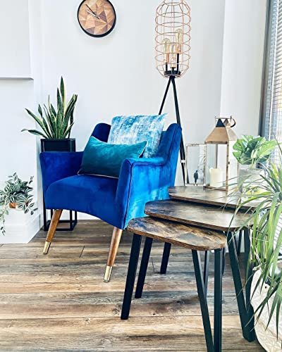 VASAGLE indskudsborde, sekskantede - rustik brun spnplade og sort stl (st med 3)