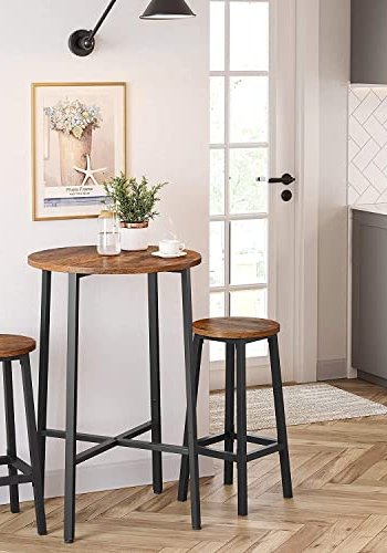 VASAGLE barstol, m. fodsttte - brun spnplade og sort stl (st med 2)
