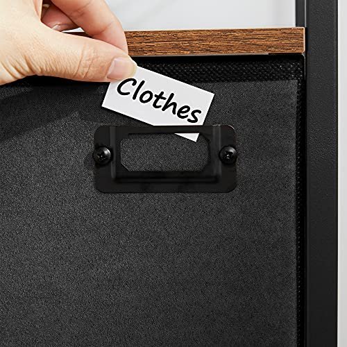 SONGMICS sengebord, m. 2 hylder og 1 skuffe - rustik brun MDF og sort imiteret ruskind/metal (41x41)